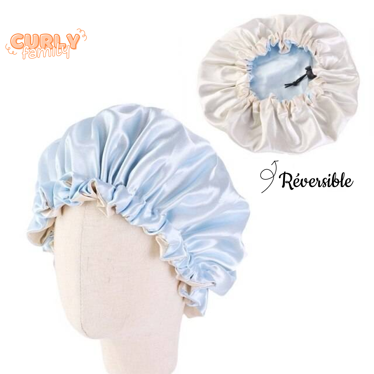 Bonnet en Satin Enfant Réglable et Réversible