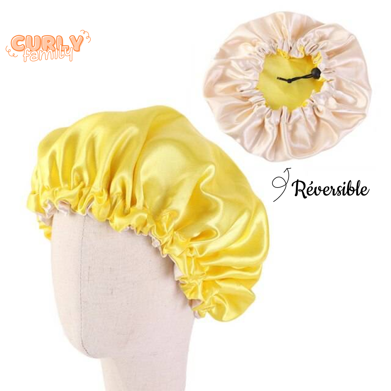 Bonnet en Satin Enfant Réglable et Réversible
