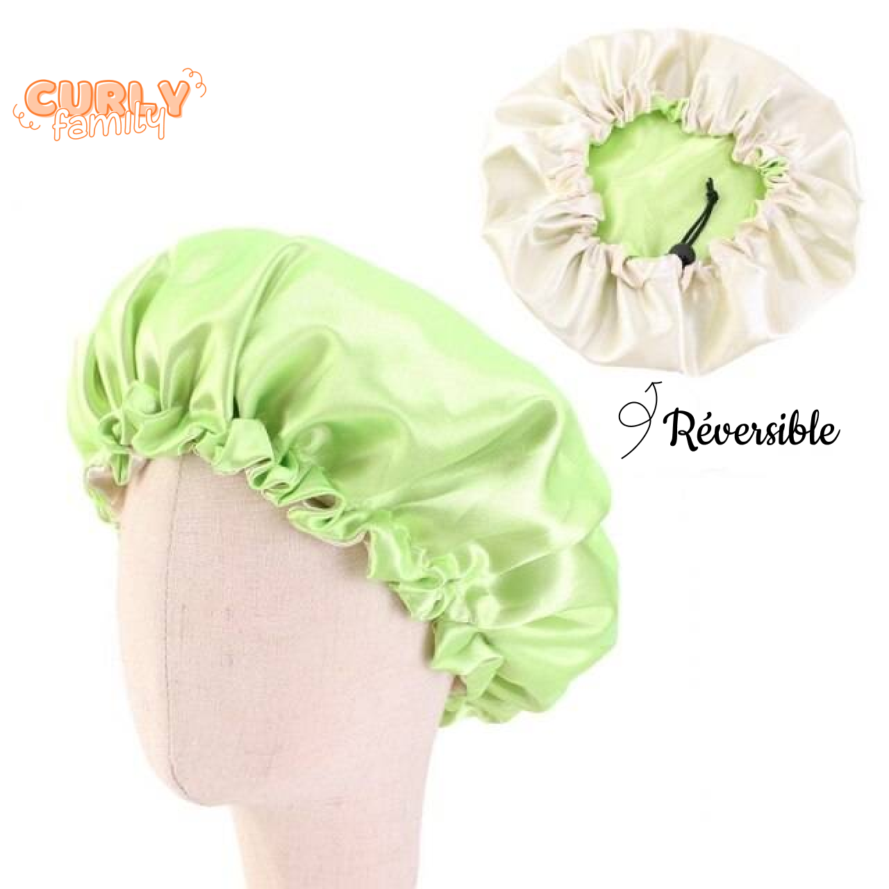 Bonnet en Satin Enfant Réglable et Réversible