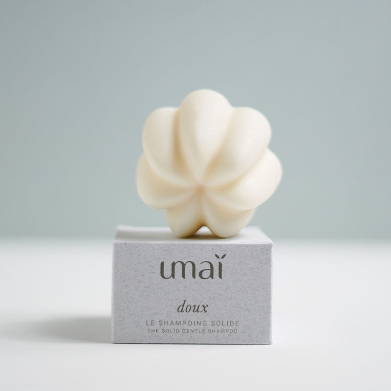 Shampoing solide doux Umaï 100mL avec sa boîte